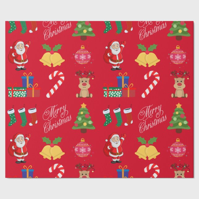 Regalo Iconos de Navidades rojos envolver papel (Costura)