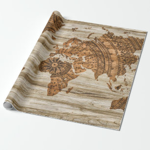 Regalo Información de madera de papel de mapa