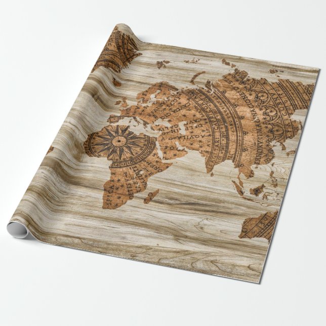 Regalo Información de madera de papel de mapa (Desenrollado)
