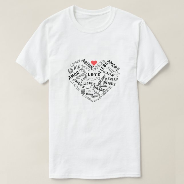 Regalo internacional de camiseta de texto de amor  (Diseño del anverso)