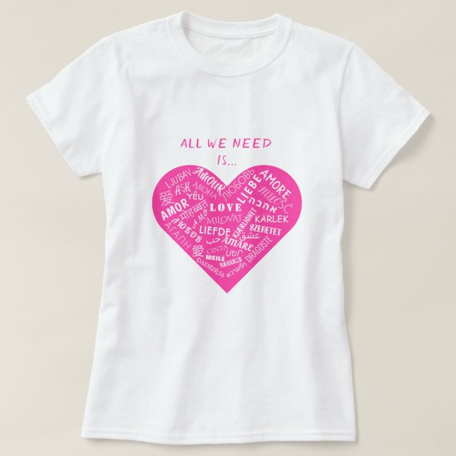 Regalo internacional de camiseta de texto de amor  (Diseño del anverso)