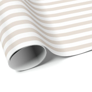 Regalo Khaki claro Papel de ajuste de franjas blancas