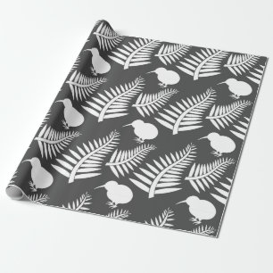 Regalo Kiwi y helechos Papel de envolver de Nueva Zelanda
