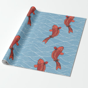 Regalo KOI PESCA Papel de envolver JAPONÉS