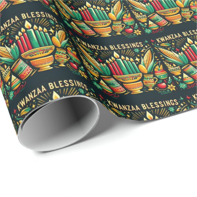 Regalo Kwanzaa Bendice Papel de ajuste (Esquina del rollo)