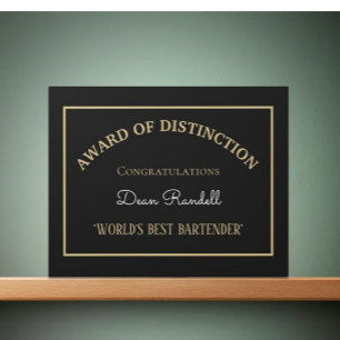 ¡Regalo! La mejor placa de barman del mundo