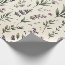 Lavanda con rollo de papel de envolvimiento de cos