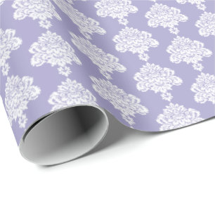 Regalo Lavanda   Papel de ajuste de Damasco blanco