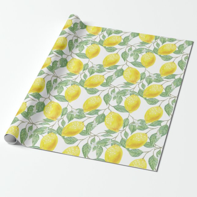 Regalo Lemones y hojas Diseño Papel de ajuste (Desenrollado)