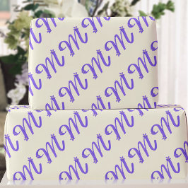 Regalo Letra monograma M Papel de envolver crema púrpura