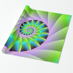 Regalo Lilac turquesa y papel de envolver espiral verde