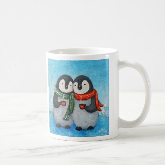 Regalo lindo de la taza de los pares del pingüino (Derecha)