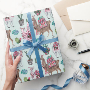 Regalo Llama azul Papel de ajuste
