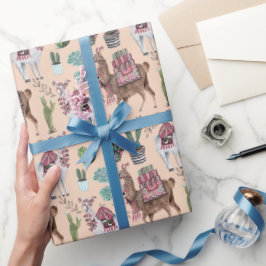 Regalo Llama | melocotón | Papel de envolver