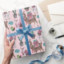 Regalo Llama | rosa | Papel de envolver