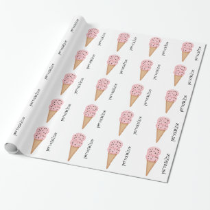 Regalo Los conos de helado rosados personalizan el papel