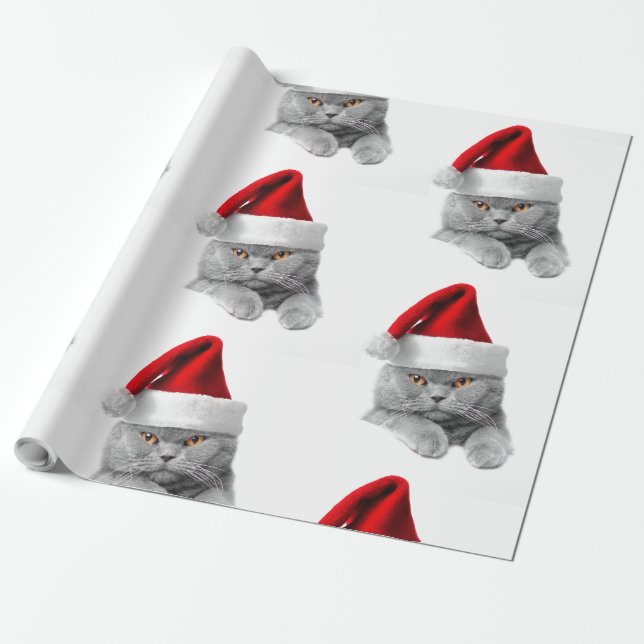 Regalo Los Navidades de papel envueltos rozan gato con so (Desenrollado)