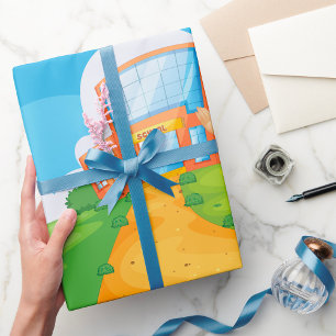 Regalo Maestra En Papel De Envoltura Escolar