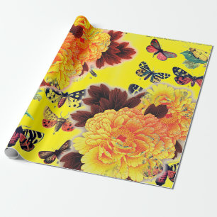 Regalo Mariposas y FLORES Papel de envolver