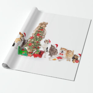 Regalo Mascotas en torno al papel de envolver árboles de