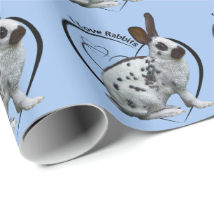 Regalo Me Encanta El Papel De Envoltura De Conejos (Azul