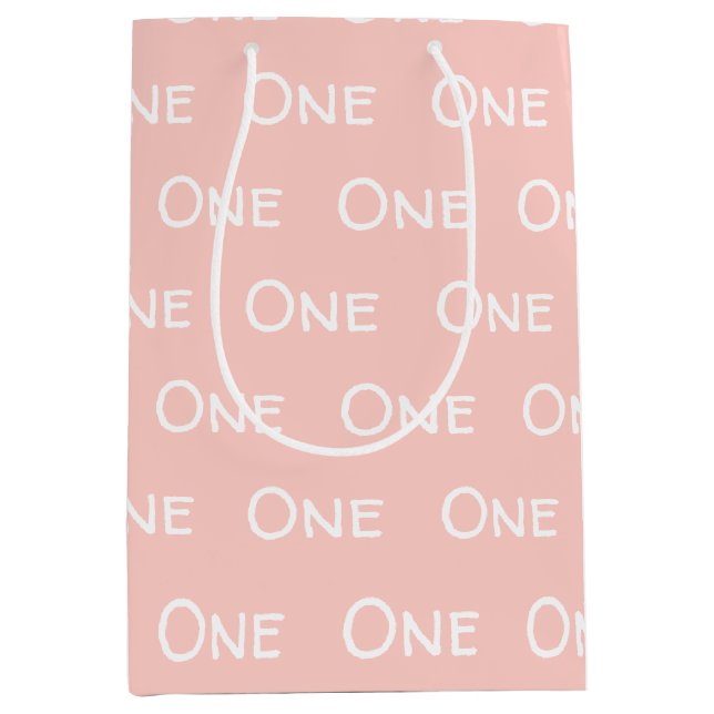 Regalo Mediana Bebé Chica Rosado Primer cumpleaños Bolsa de regal (Anverso)