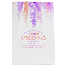 Regalo Mediana Boda flores púrpura rosadas gracias bolsa de regal