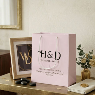 Regalo Mediana Bolsa de Bienvenida de Boda con Monograma Rosa Mod