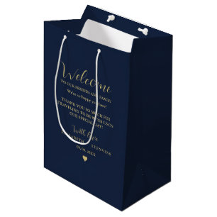 Regalo Mediana Bolsa de bienvenida de boda de guión dorado bolsos