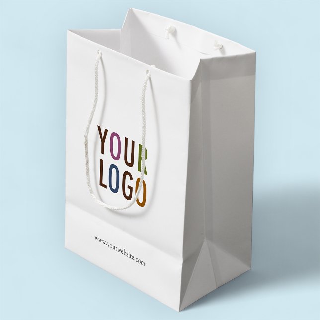 Regalo Mediana Bolsa de compras impresa para personalizados con e (MISOOK White Gift Bag with Logo)