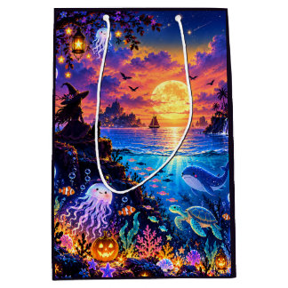 Regalo Mediana Bolsa de cordón de Halloween soñador del océano, m