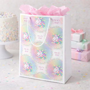 Regalo Mediana Bolsa de cumpleaños de unicornio pastel único