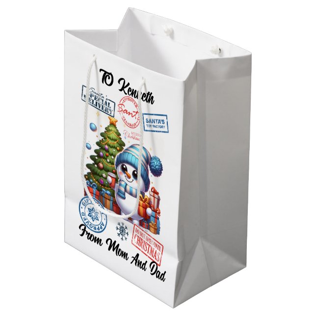 Regalo Mediana Bolsa de Festivos Stickers Navideños (Angulo Anverso)