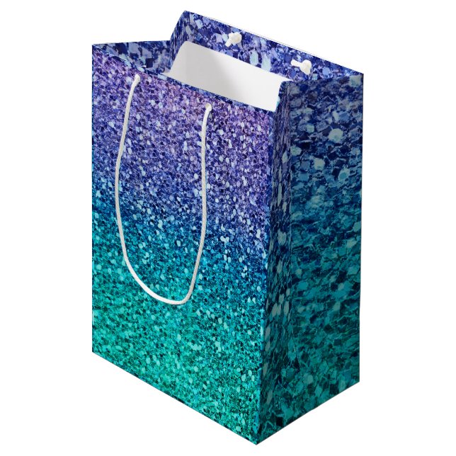 Regalo Mediana Bolsa de fiesta con purpura de lavanda y verde acu (Angulo Anverso)