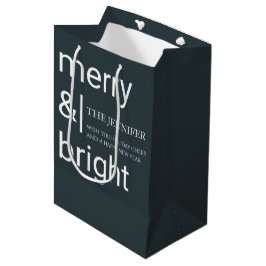 Regalo Mediana Bolsa de Navidad personalizada verde brillante y a