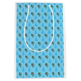 Regalo Mediana Bolsa de navidades con Holly y árboles azules