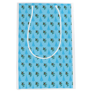 Regalo Mediana Bolsa de navidades con Holly y árboles azules