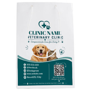 Regalo Mediana Bolsa de papel de clínica veterinaria personalizad