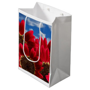Regalo Mediana bolsa de papel de tejido de flores rojas medio de
