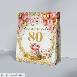 Regalo Mediana Bolsa de Purpurina Boho de cumpleaños número 80