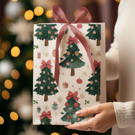 Regalo Mediana Bolsa de regalos de árboles de Navidad con lazos