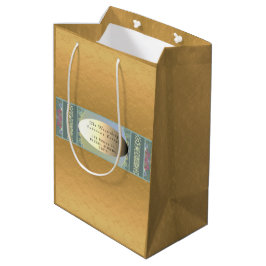 Regalo Mediana Bolsa de regalos floral y dorada con nombre y dire