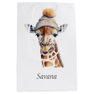 Regalo Mediana Bolsa de sombrero de invierno de jirafa Custom Bea