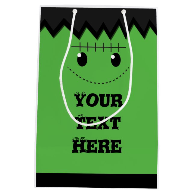 Regalo Mediana Bolsa personalizada Frankenstein Cute verde de Hal (Reverso)