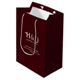 Regalo Mediana Burgundy y Marfil Bolsa de Bienvenida de Boda con