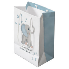 Regalo Mediana Elefante de color azul bolsa de Baby Shower