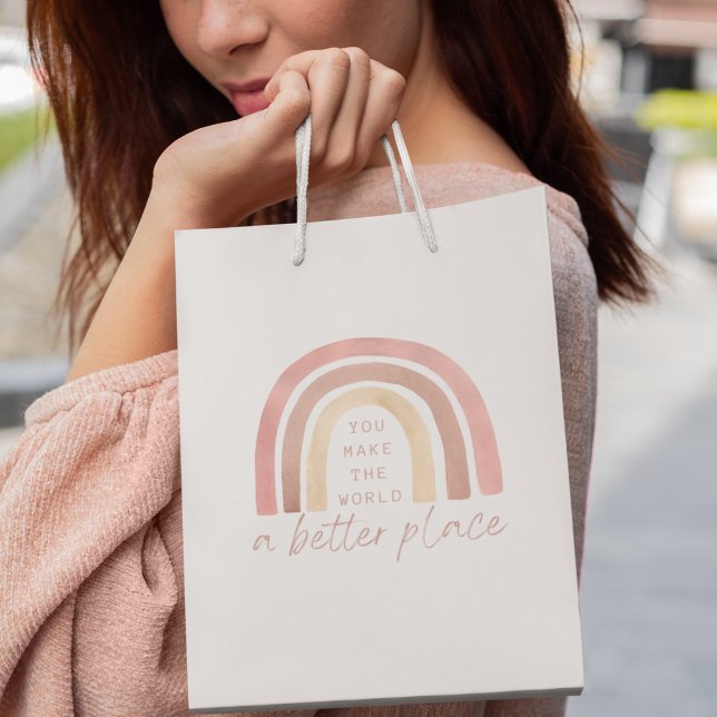 Regalo Mediana Haces Del Mundo Un Lugar Mejor Bolsa De Regalos (Empower someone special with this, "You make the world a better place" gift bag! )