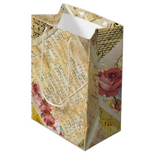 Regalo Mediana Hoja de Vintage Música Notas musicales Bolsa de r
