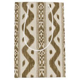 Regalo Mediana Ikat toscano, estampado de bolsa marrón y dorado
