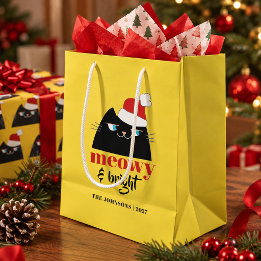 Regalo Mediana Meowy & Bright Bolsa de Navidad Personalizada para